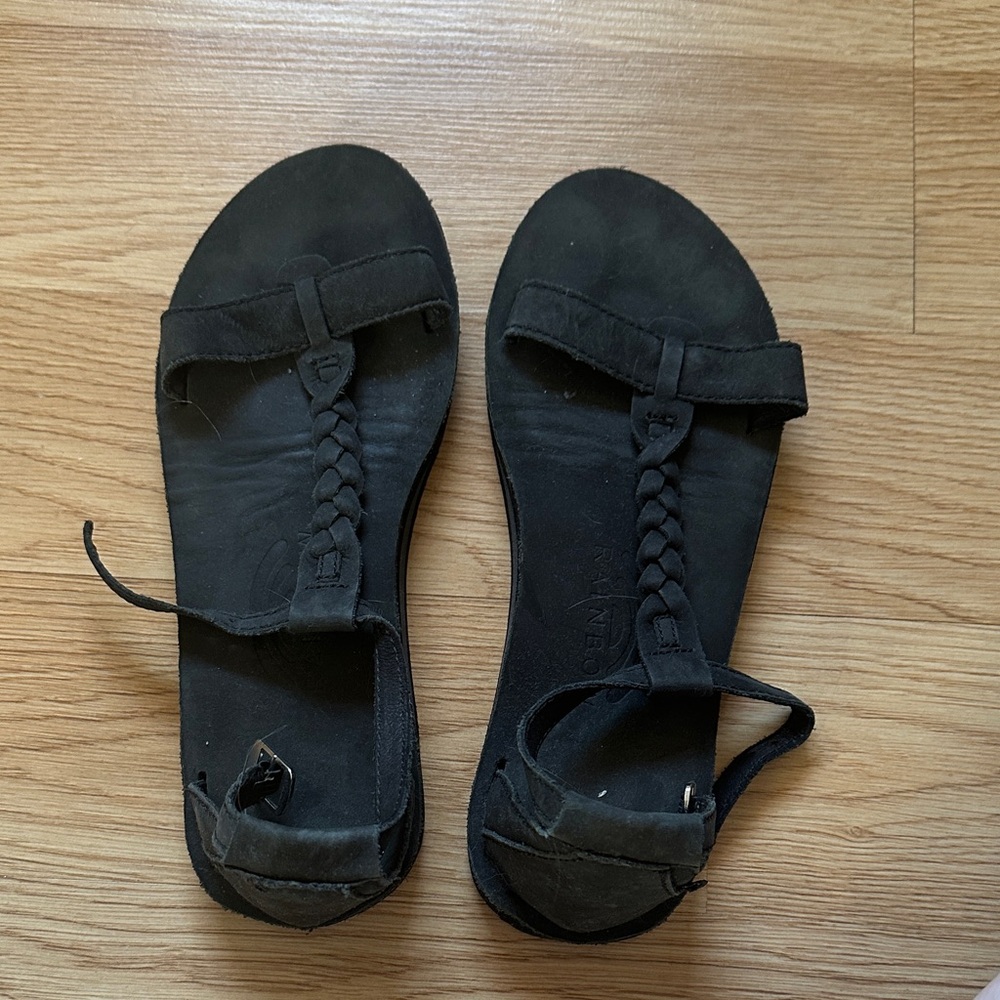 Rainbow Black Braided Women's Sandals